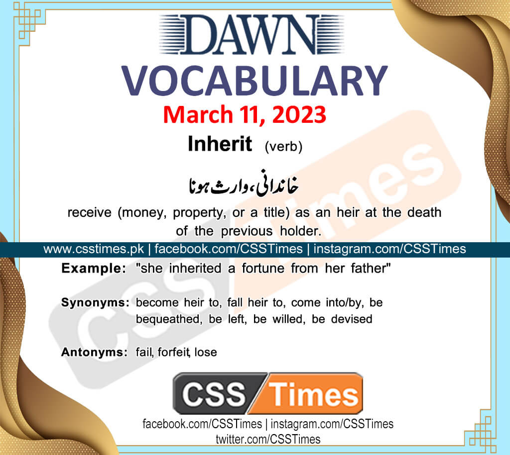 Daily DAWN News Vocabulary with Urdu Meaning (11 March 2023)