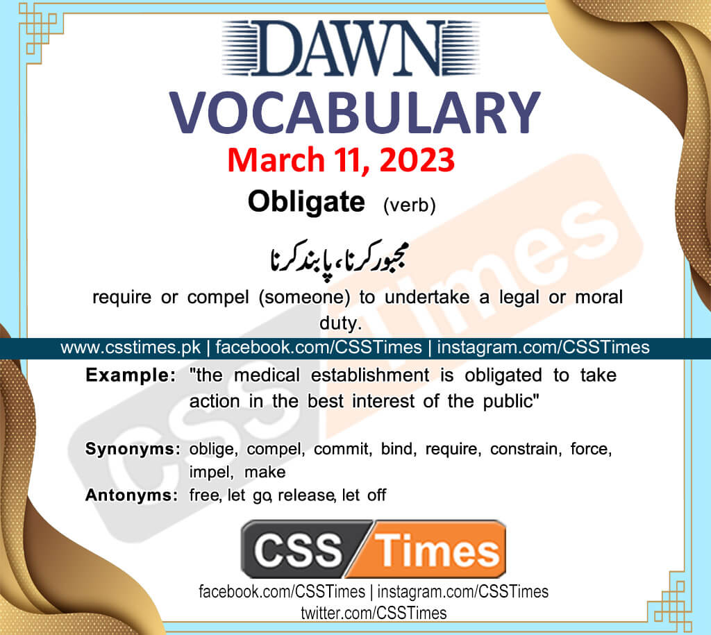 Daily DAWN News Vocabulary with Urdu Meaning (11 March 2023)