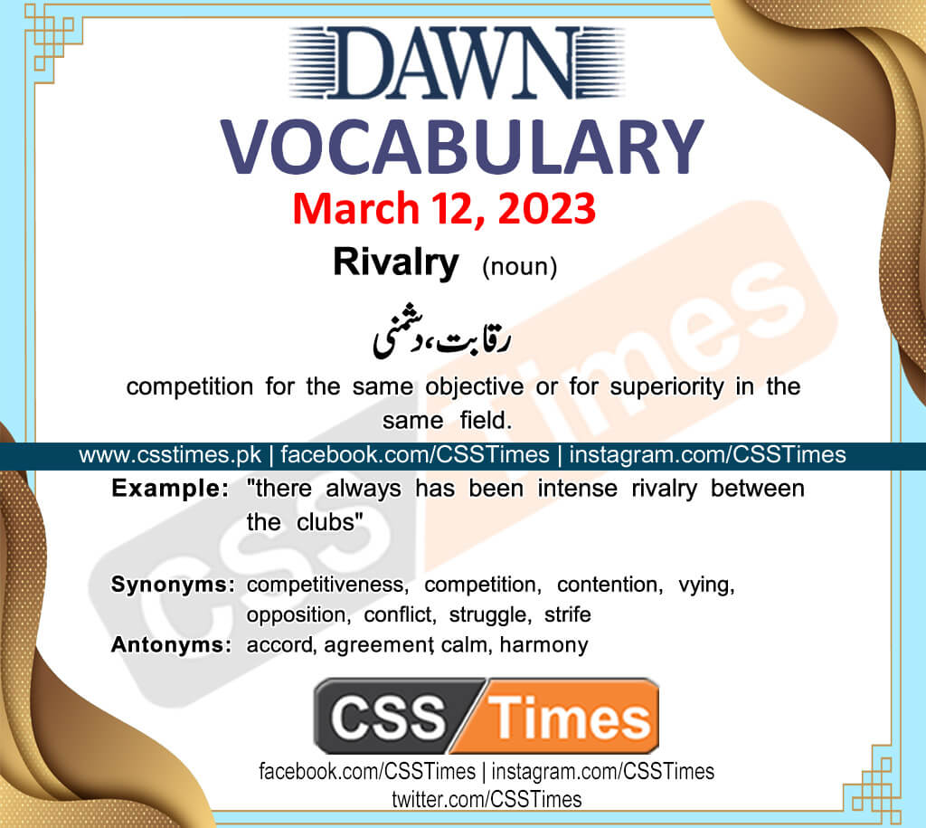 Daily DAWN News Vocabulary with Urdu Meaning (12 March 2023)