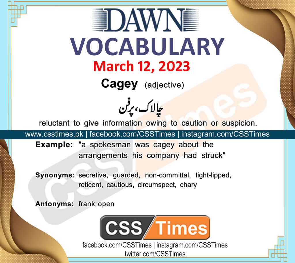 Daily DAWN News Vocabulary with Urdu Meaning (12 March 2023)