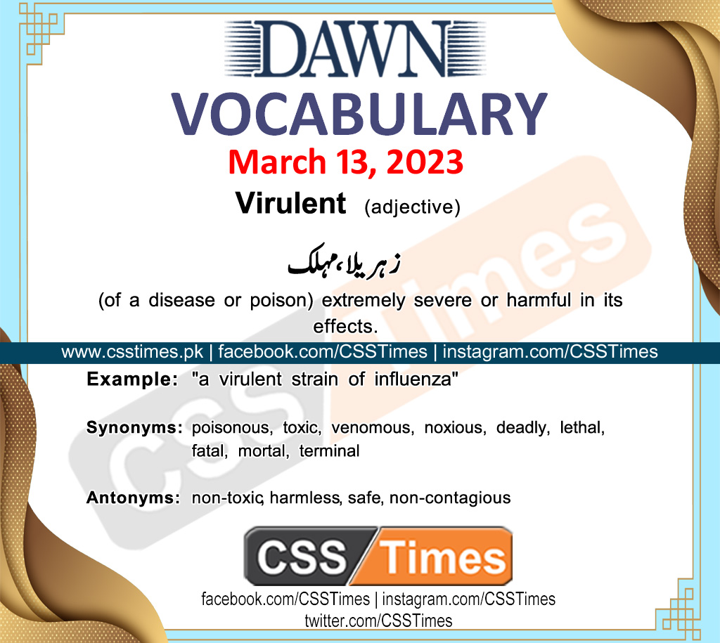 Daily DAWN News Vocabulary with Urdu Meaning (13 March 2023)