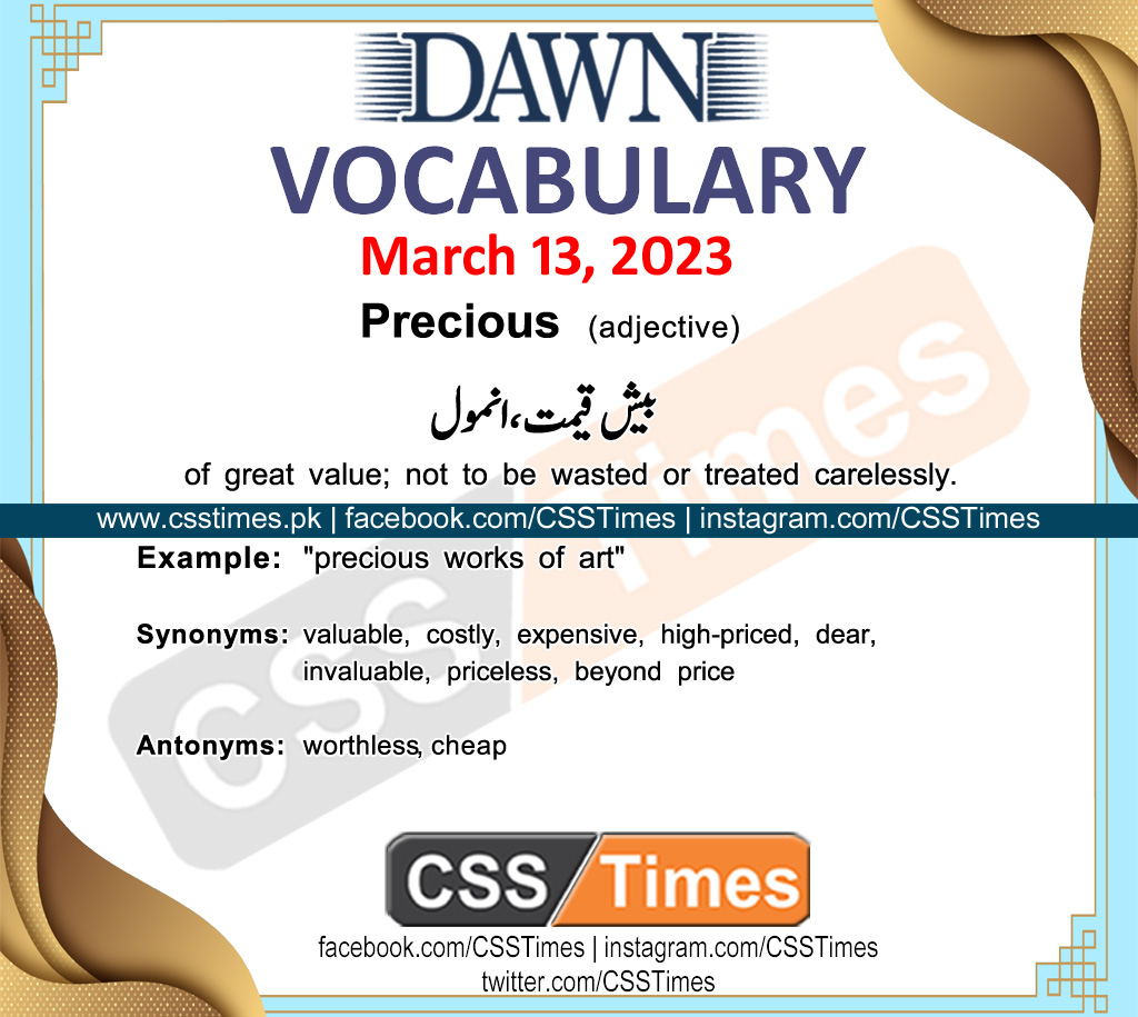 Daily DAWN News Vocabulary with Urdu Meaning (13 March 2023)
