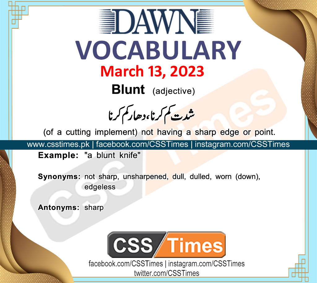 Daily DAWN News Vocabulary with Urdu Meaning (13 March 2023)