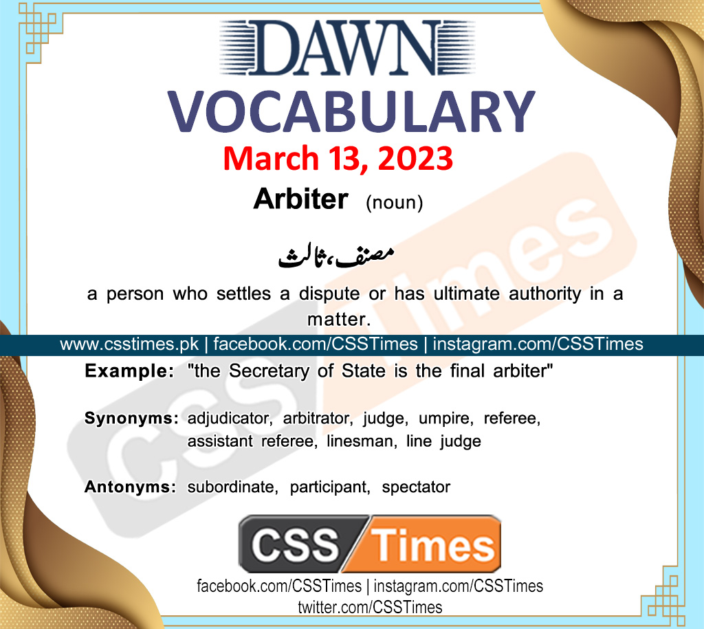 Daily DAWN News Vocabulary with Urdu Meaning (13 March 2023)