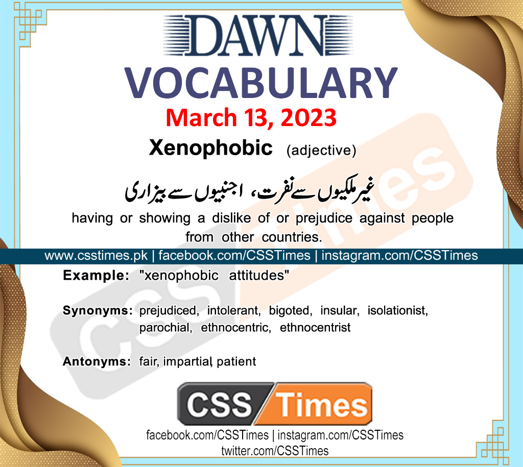 Daily DAWN News Vocabulary with Urdu Meaning (13 March 2023)