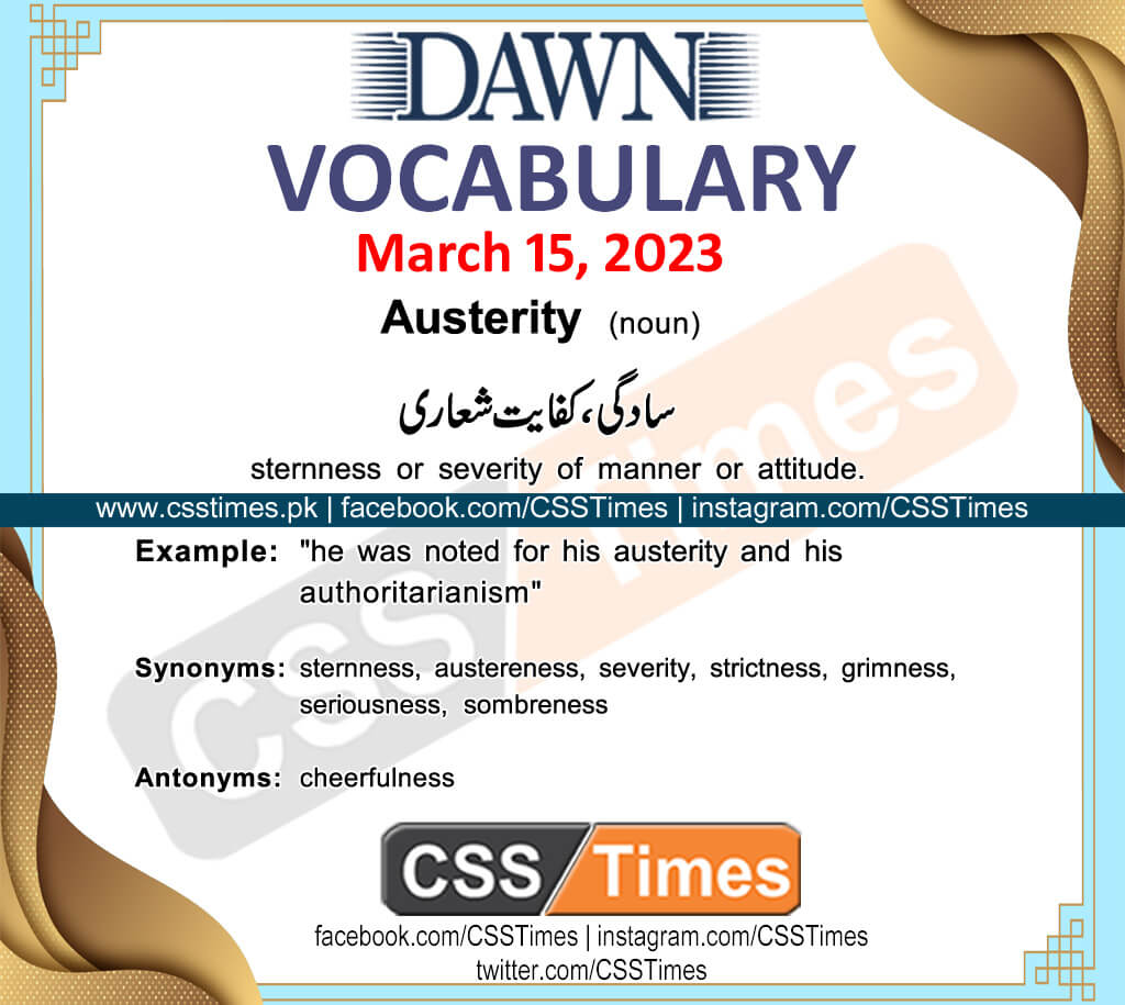 Daily DAWN News Vocabulary with Urdu Meaning (15 March 2023)