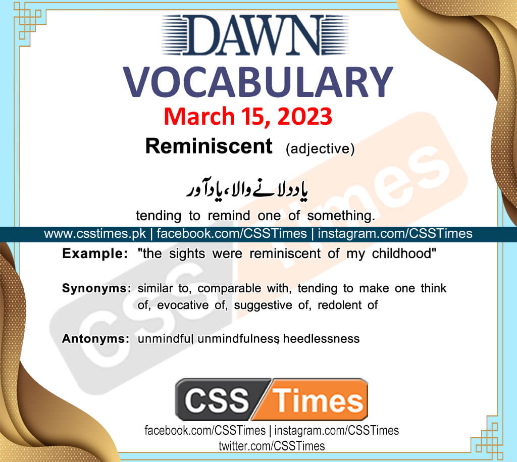 Daily DAWN News Vocabulary with Urdu Meaning (15 March 2023)