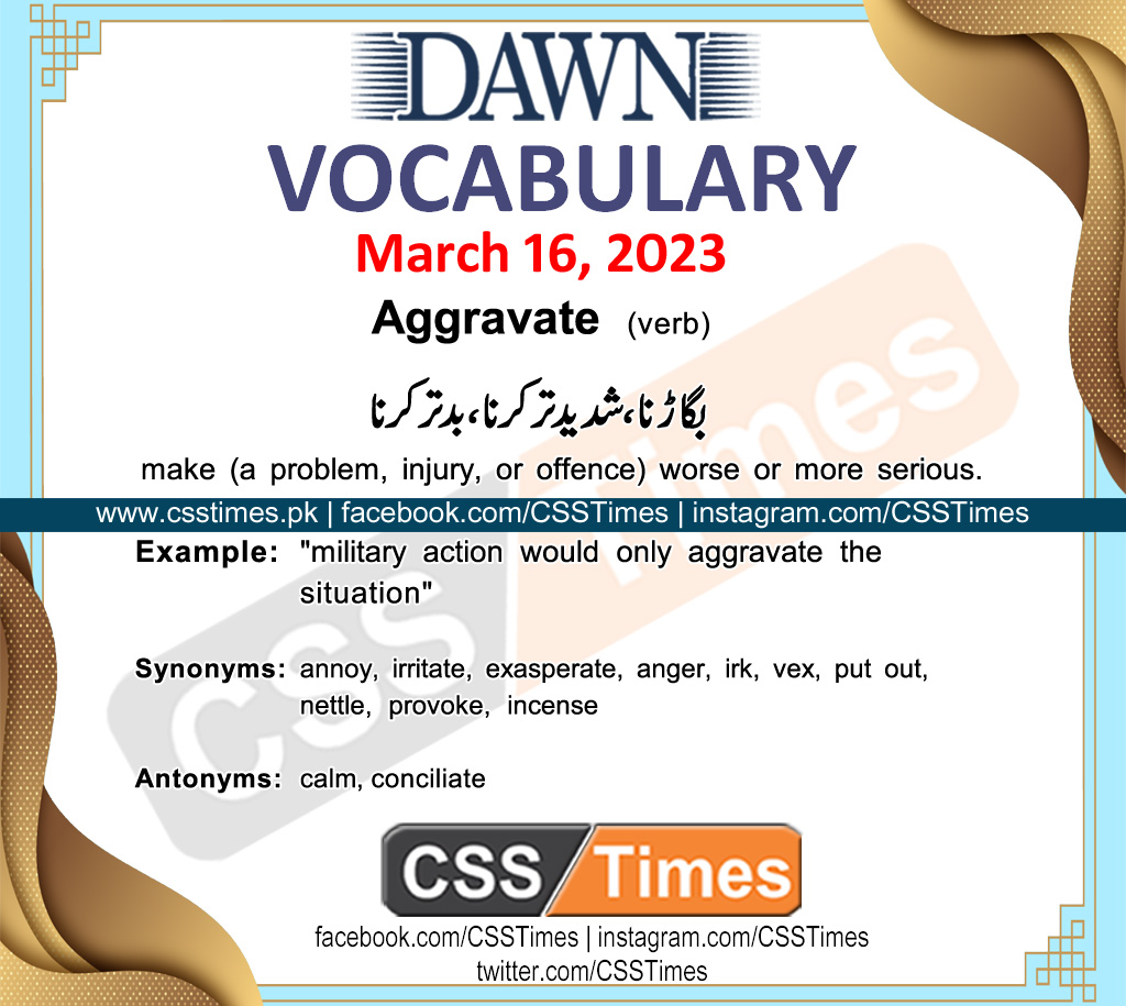 Daily DAWN News Vocabulary with Urdu Meaning (16 March 2023)