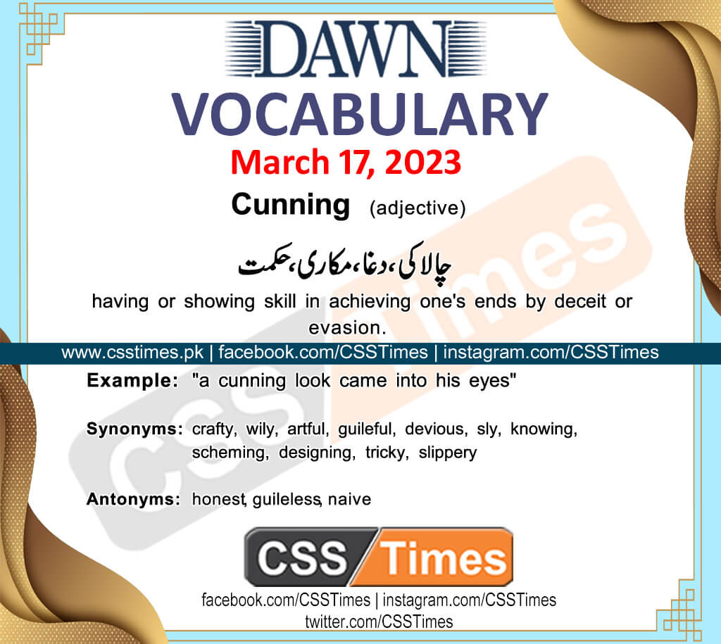 Daily DAWN News Vocabulary with Urdu Meaning (17 March 2023)