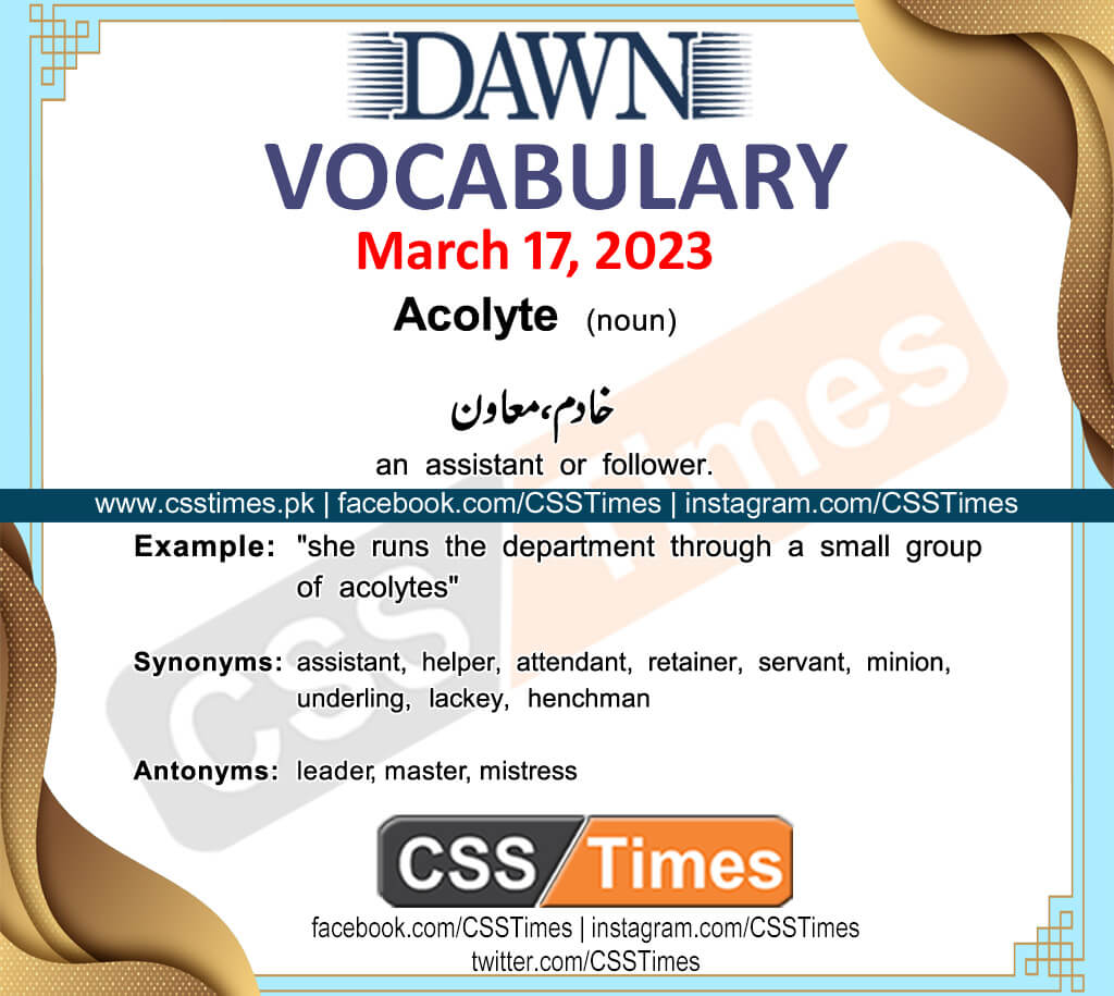 Daily DAWN News Vocabulary with Urdu Meaning (17 March 2023)