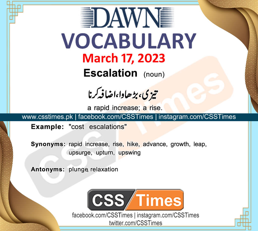 Daily DAWN News Vocabulary with Urdu Meaning (17 March 2023)