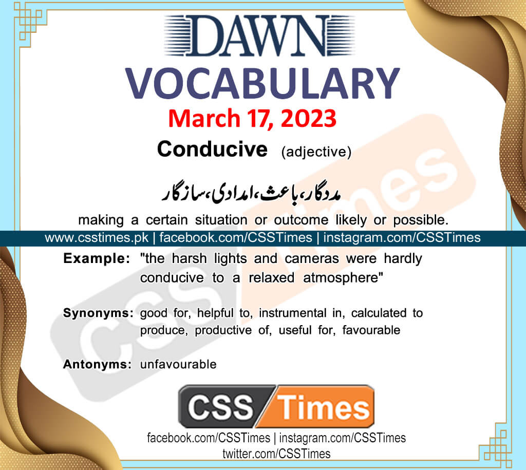 Daily DAWN News Vocabulary with Urdu Meaning (17 March 2023)