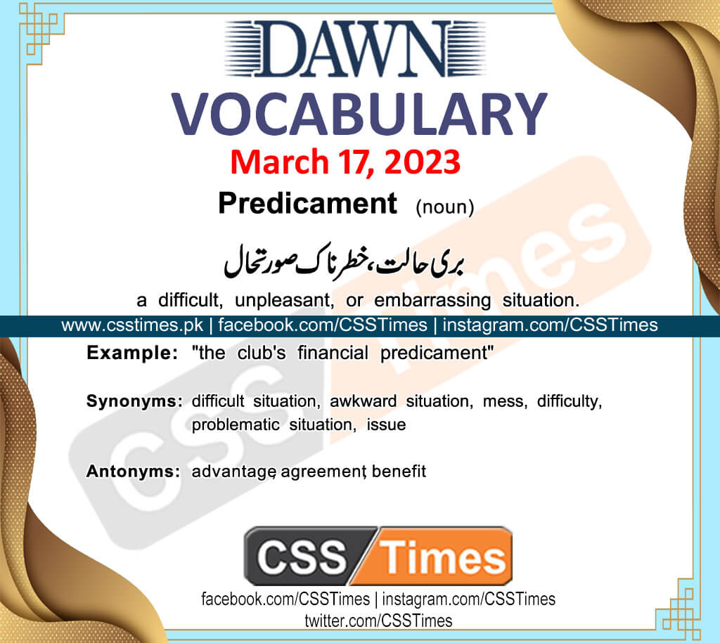 Daily DAWN News Vocabulary with Urdu Meaning (17 March 2023)