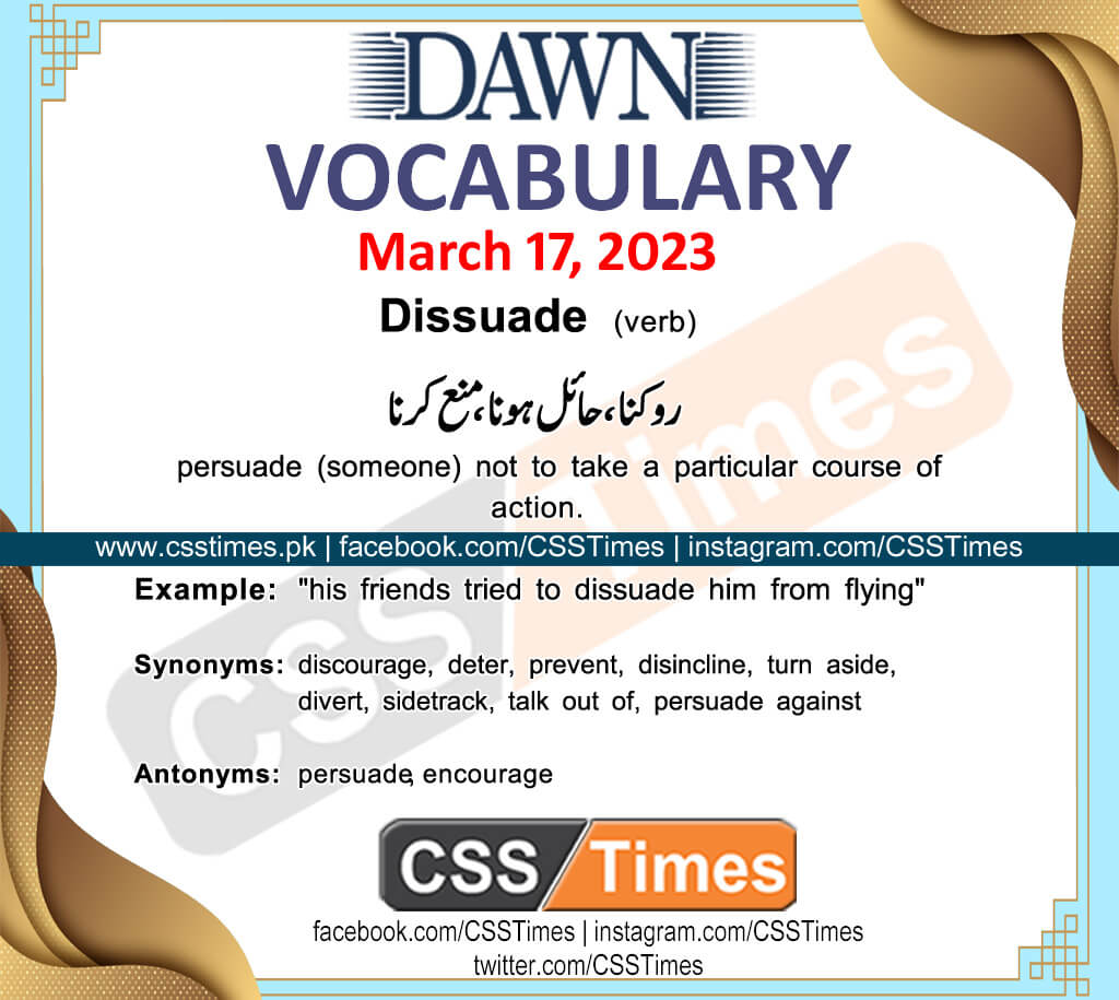 Daily DAWN News Vocabulary with Urdu Meaning (17 March 2023)