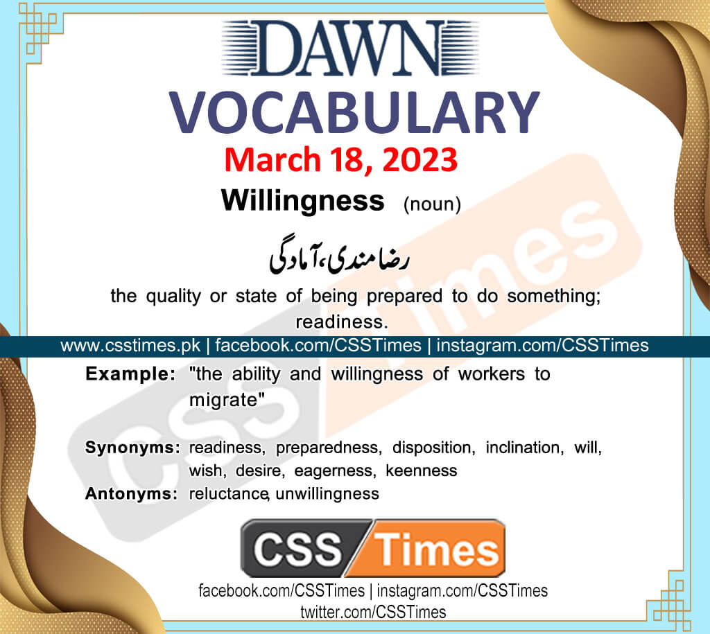 Daily DAWN News Vocabulary with Urdu Meaning (18 March 2023)