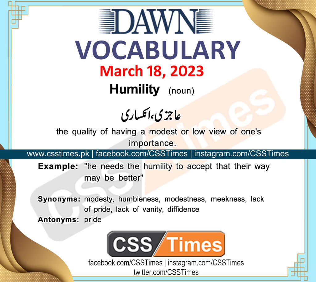 Daily DAWN News Vocabulary with Urdu Meaning (18 March 2023)