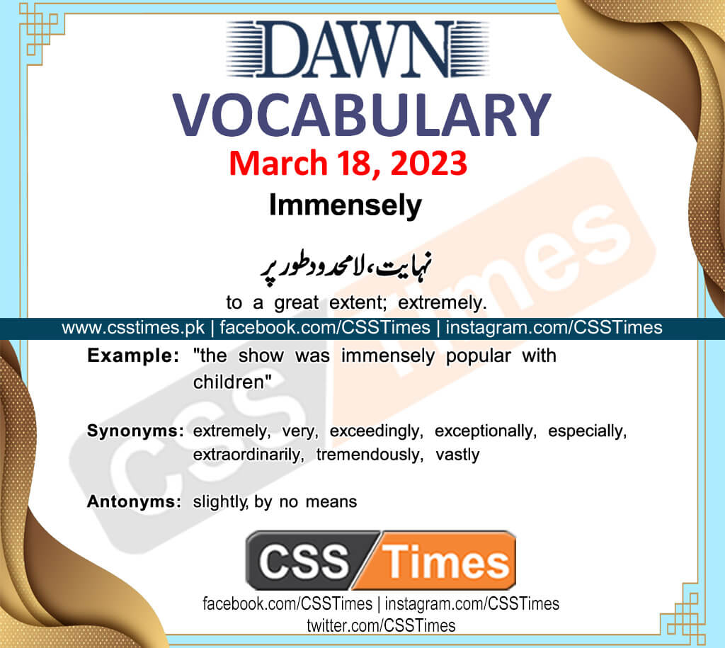 Daily DAWN News Vocabulary with Urdu Meaning (18 March 2023)