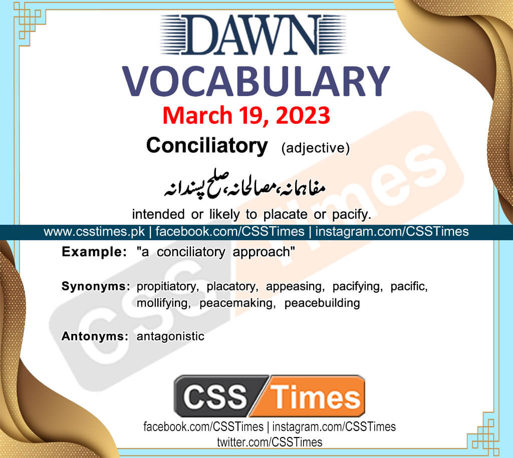 Daily DAWN News Vocabulary with Urdu Meaning (19 March 2023)