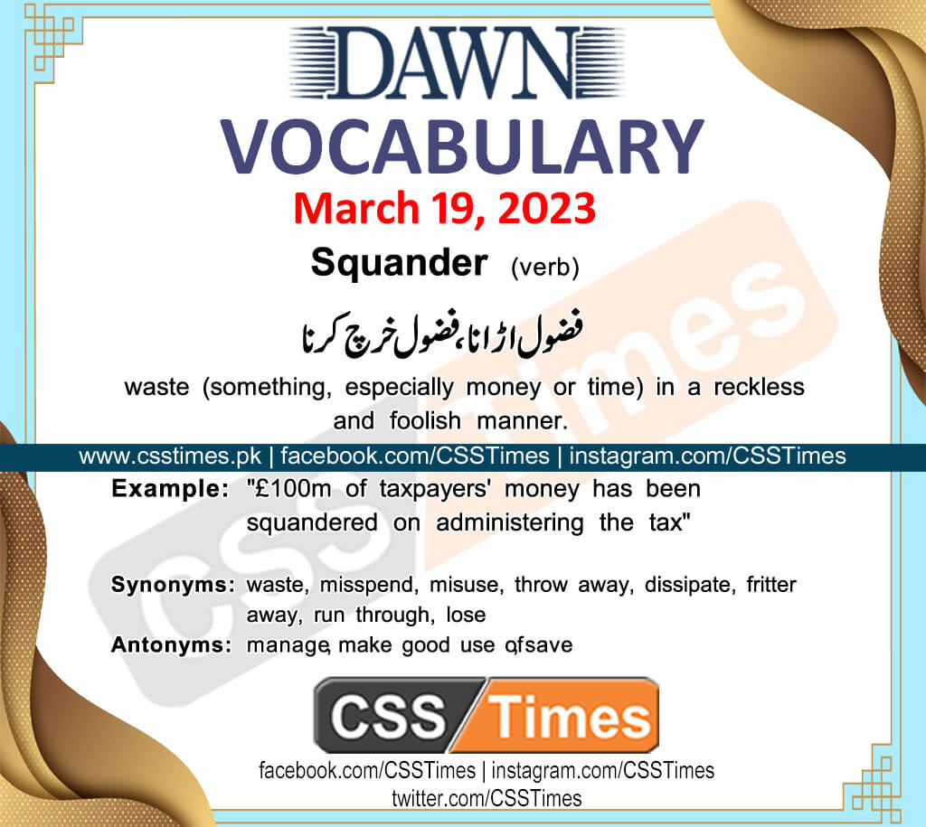 Daily DAWN News Vocabulary with Urdu Meaning (19 March 2023)
