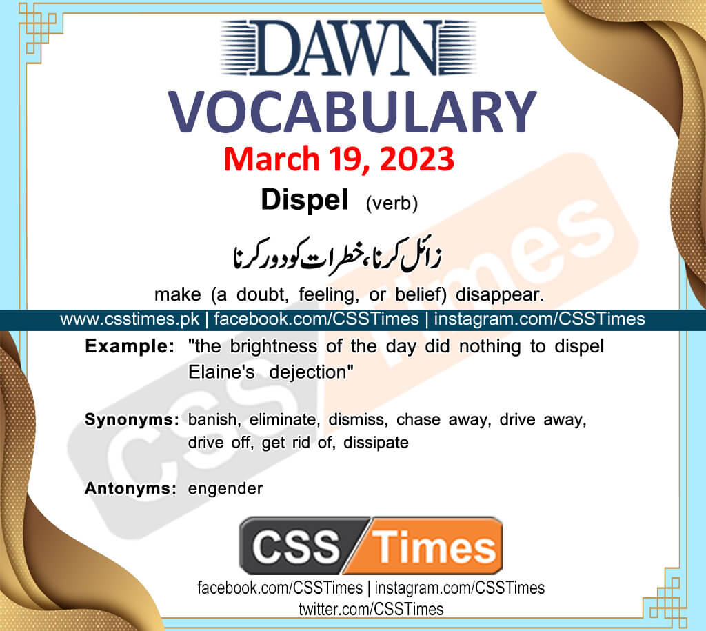 Daily DAWN News Vocabulary with Urdu Meaning (19 March 2023)