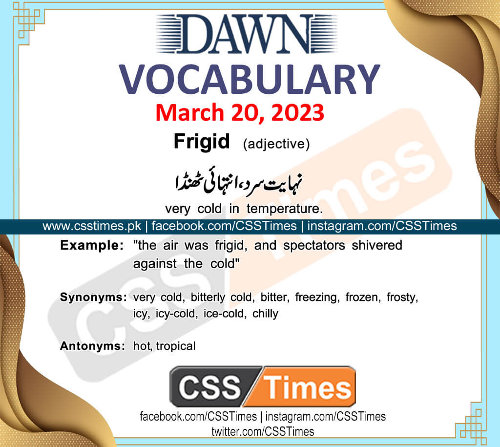 Daily DAWN News Vocabulary with Urdu Meaning (20 March 2023)