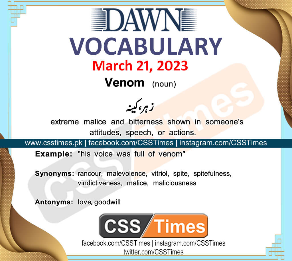 Daily DAWN News Vocabulary with Urdu Meaning (21 March 2023)