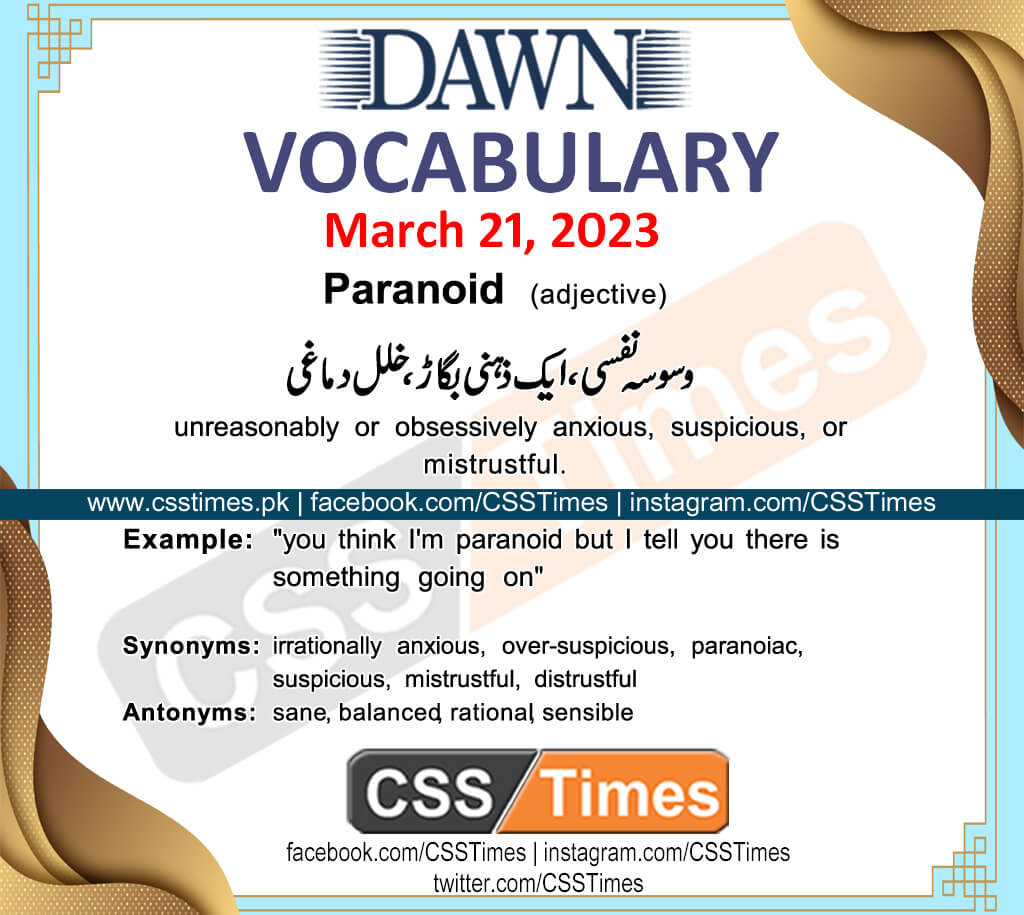 Daily DAWN News Vocabulary with Urdu Meaning (21 March 2023)