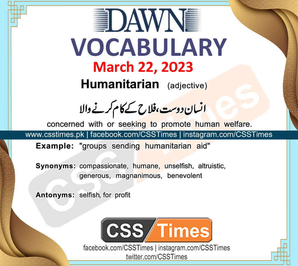 Daily DAWN News Vocabulary with Urdu Meaning (22 March 2023)