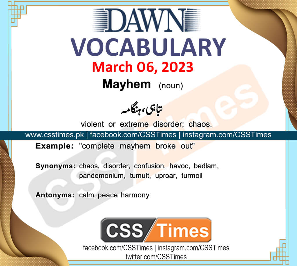 Daily DAWN News Vocabulary with Urdu Meaning (06 March 2023)