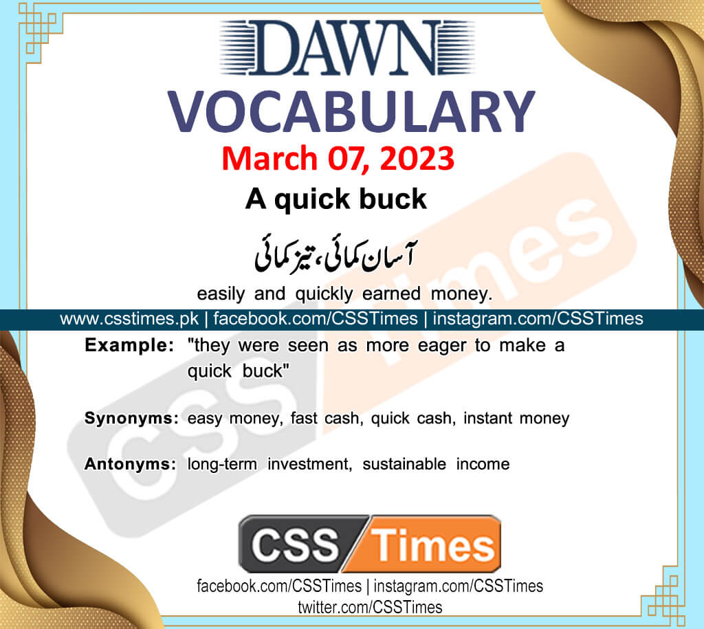 Daily DAWN News Vocabulary with Urdu Meaning (07 Mar 2023)