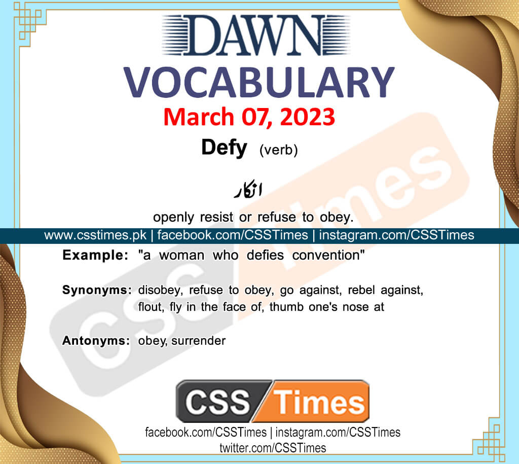 Daily DAWN News Vocabulary with Urdu Meaning (07 Mar 2023)