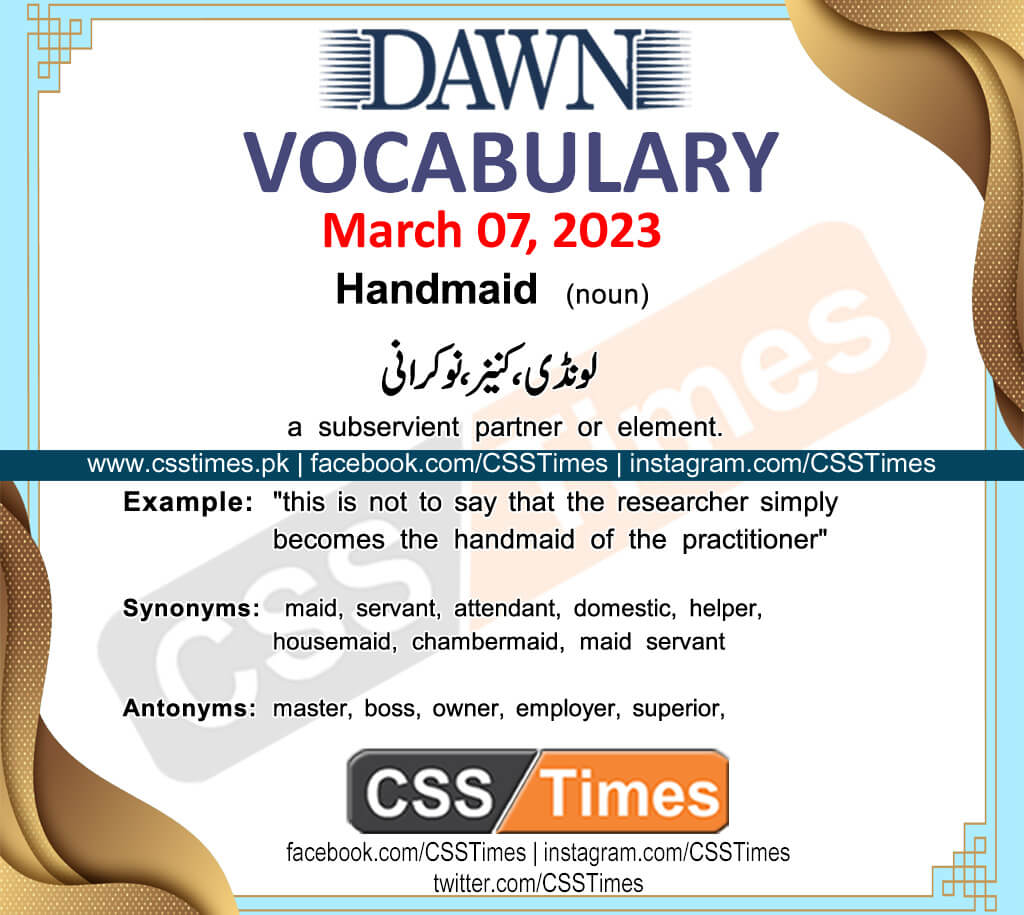 Daily DAWN News Vocabulary with Urdu Meaning (07 Mar 2023)