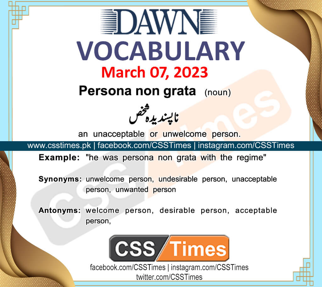 Daily DAWN News Vocabulary with Urdu Meaning (07 Mar 2023)