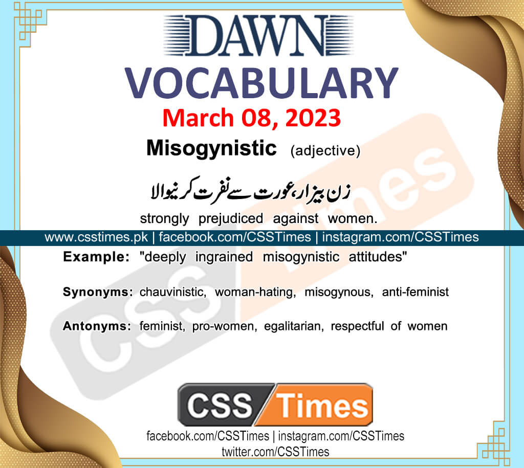 Daily DAWN News Vocabulary with Urdu Meaning (08 March 2023)