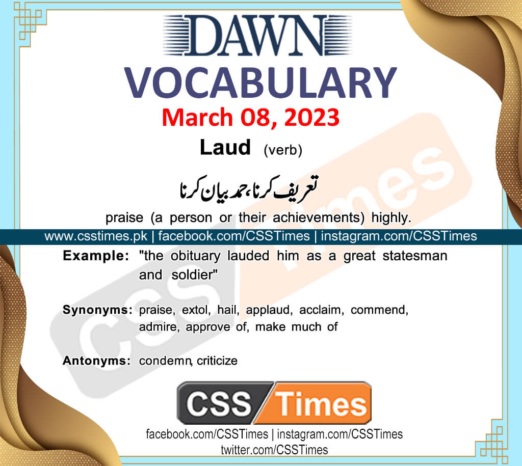 Daily DAWN News Vocabulary with Urdu Meaning (08 March 2023)