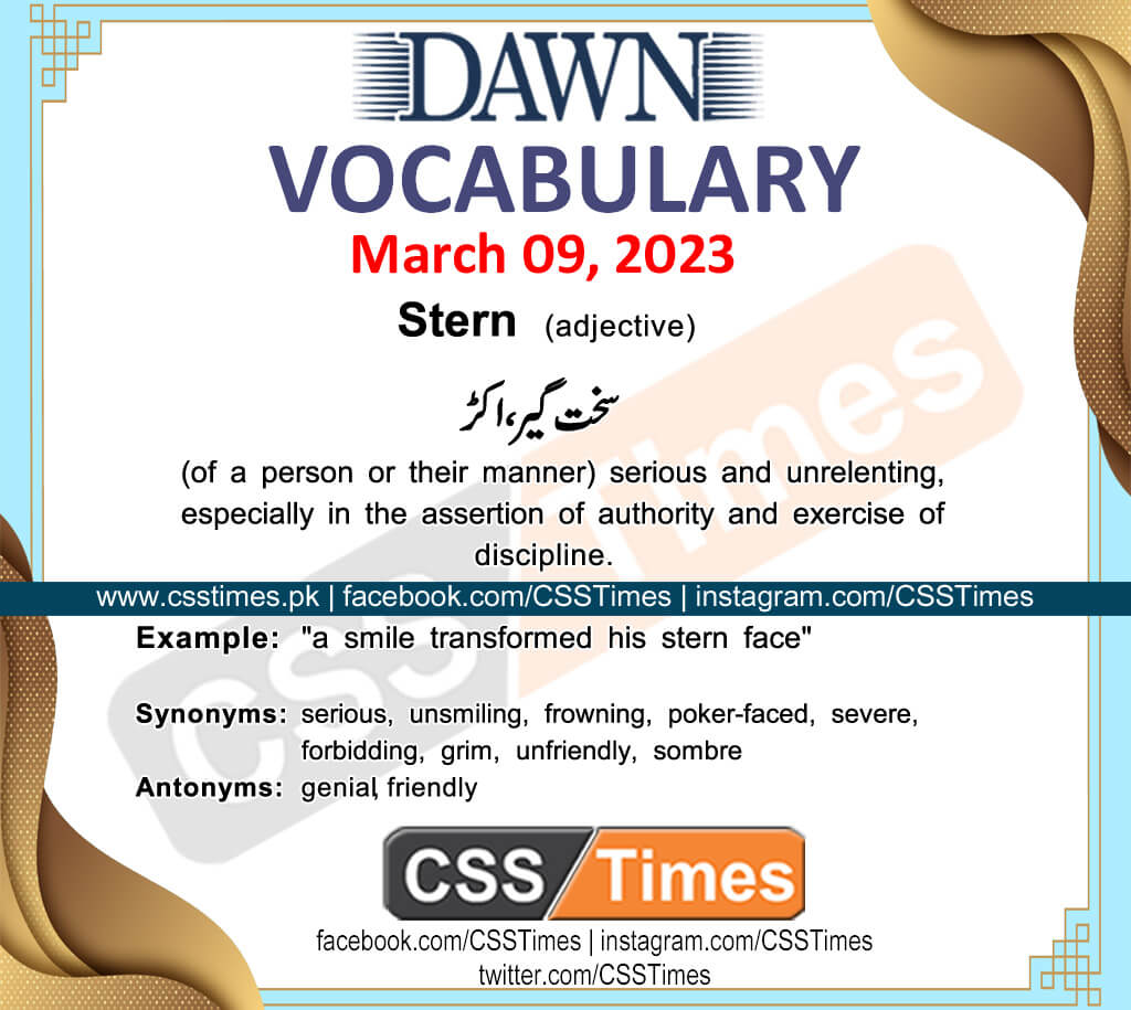 Daily DAWN News Vocabulary with Urdu Meaning (09 March 2023)