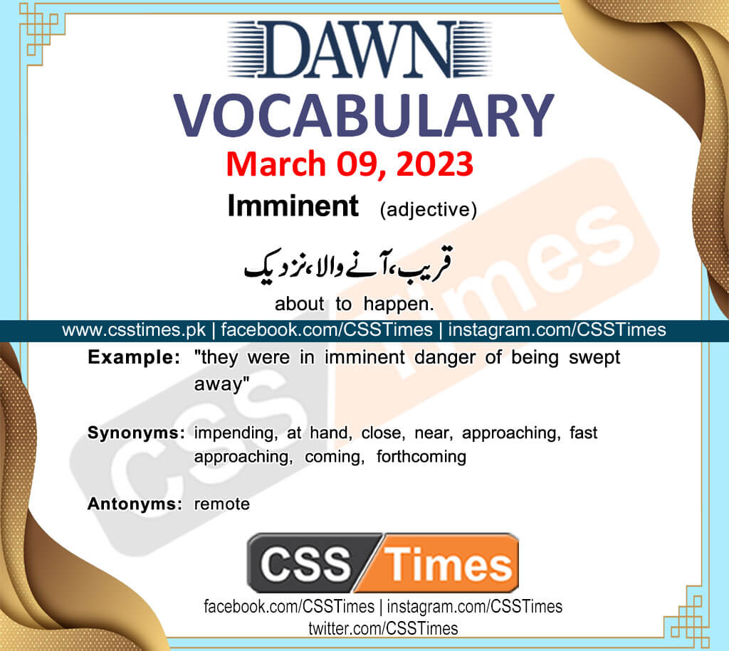 Daily DAWN News Vocabulary with Urdu Meaning (09 March 2023)