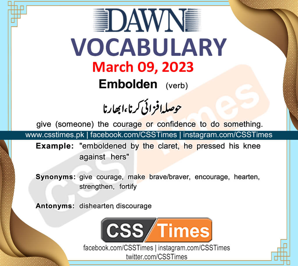 Daily DAWN News Vocabulary with Urdu Meaning (09 March 2023)