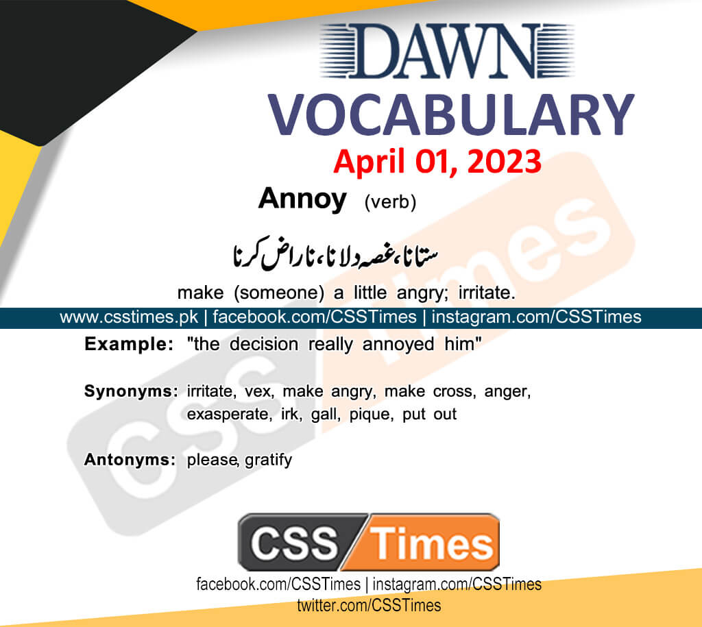 Daily DAWN News Vocabulary with Urdu Meaning (01 April 2023)