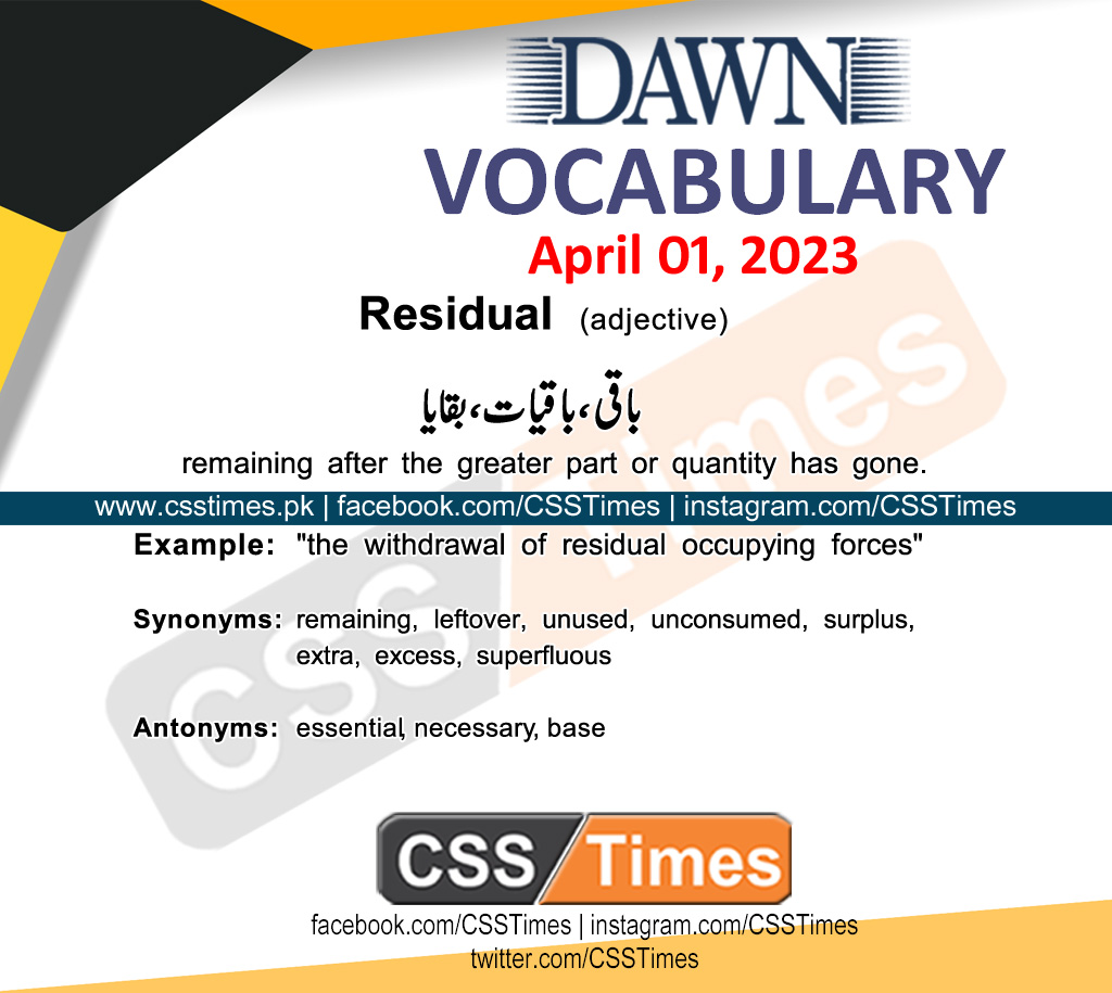 Daily DAWN News Vocabulary with Urdu Meaning (01 April 2023)