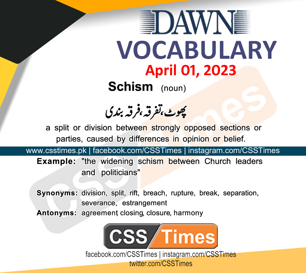 Daily DAWN News Vocabulary with Urdu Meaning (01 April 2023)