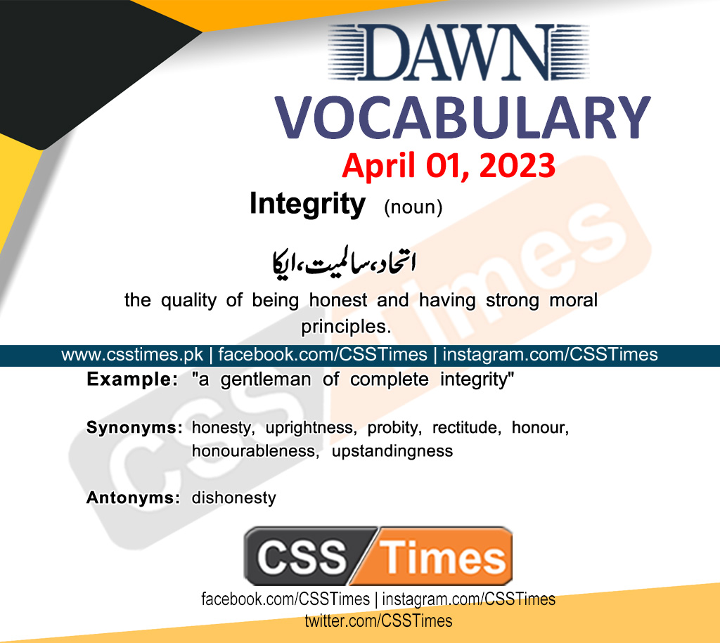 Daily DAWN News Vocabulary with Urdu Meaning (01 April 2023)