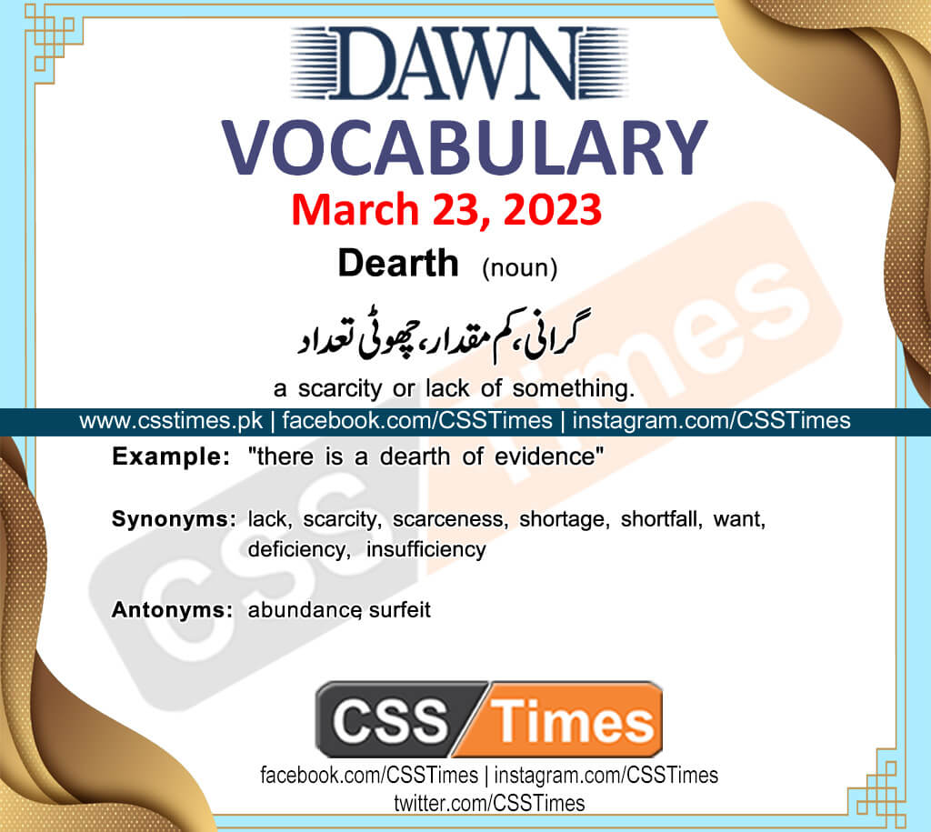 Daily DAWN News Vocabulary with Urdu Meaning (23 March 2023)