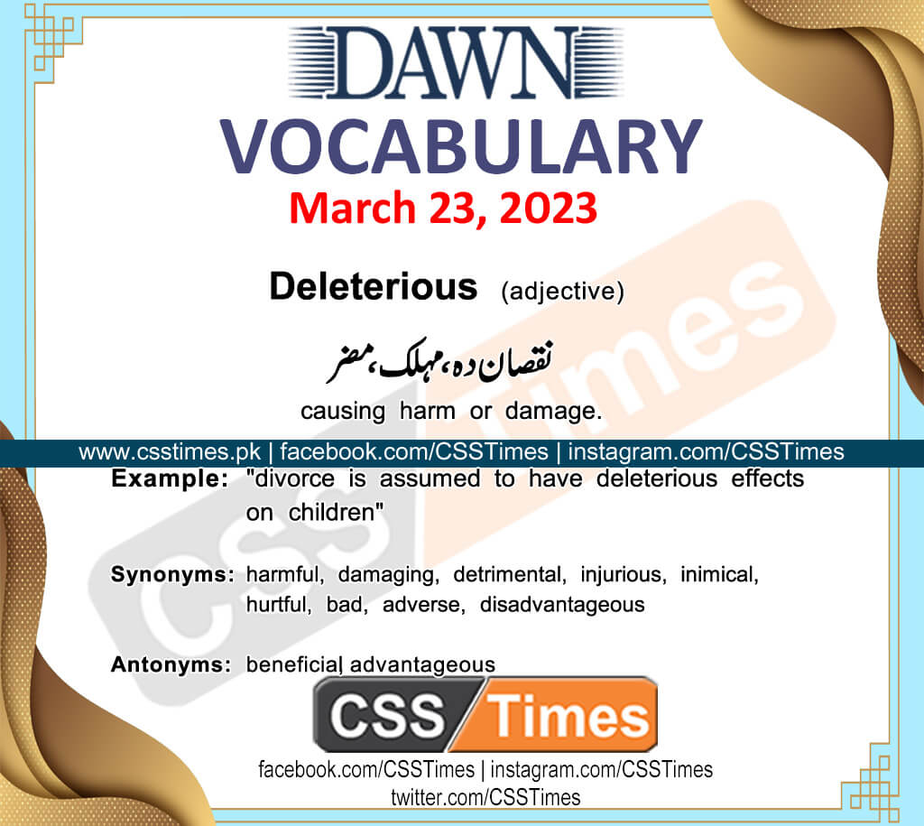 Daily DAWN News Vocabulary with Urdu Meaning (23 March 2023)