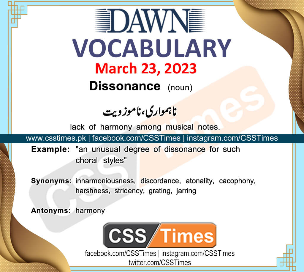 Daily DAWN News Vocabulary with Urdu Meaning (23 March 2023)