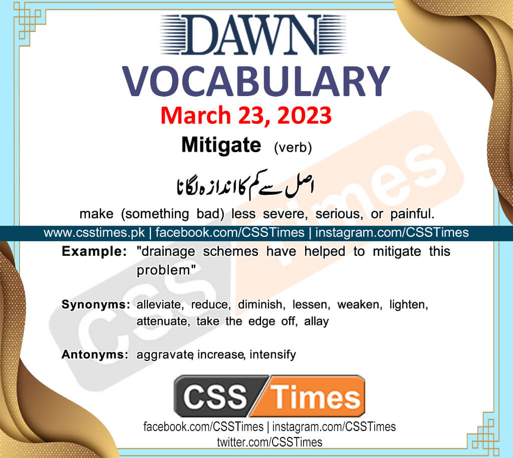 Daily DAWN News Vocabulary with Urdu Meaning (23 March 2023)