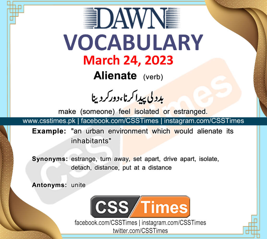 Daily DAWN News Vocabulary with Urdu Meaning (24 March 2023)