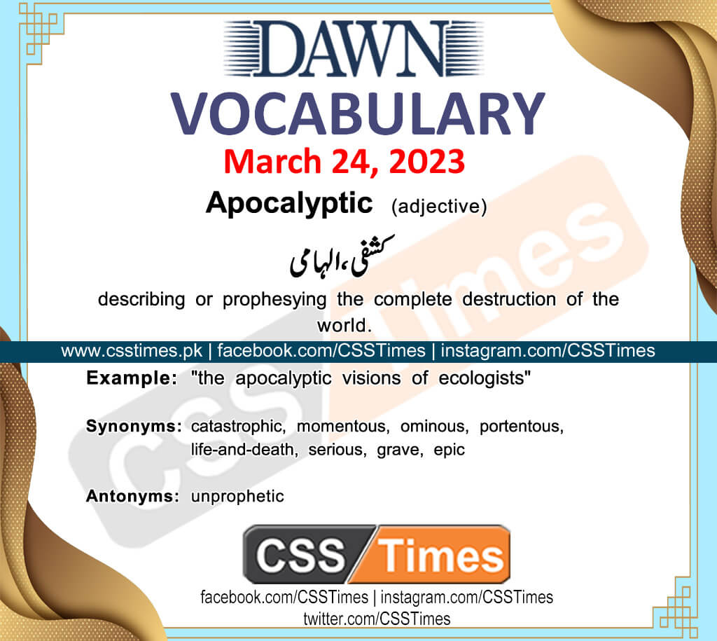 Daily DAWN News Vocabulary with Urdu Meaning (24 March 2023)