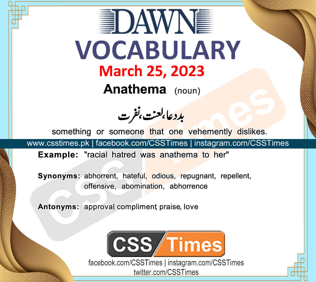 Daily DAWN News Vocabulary with Urdu Meaning (25 March 2023)
