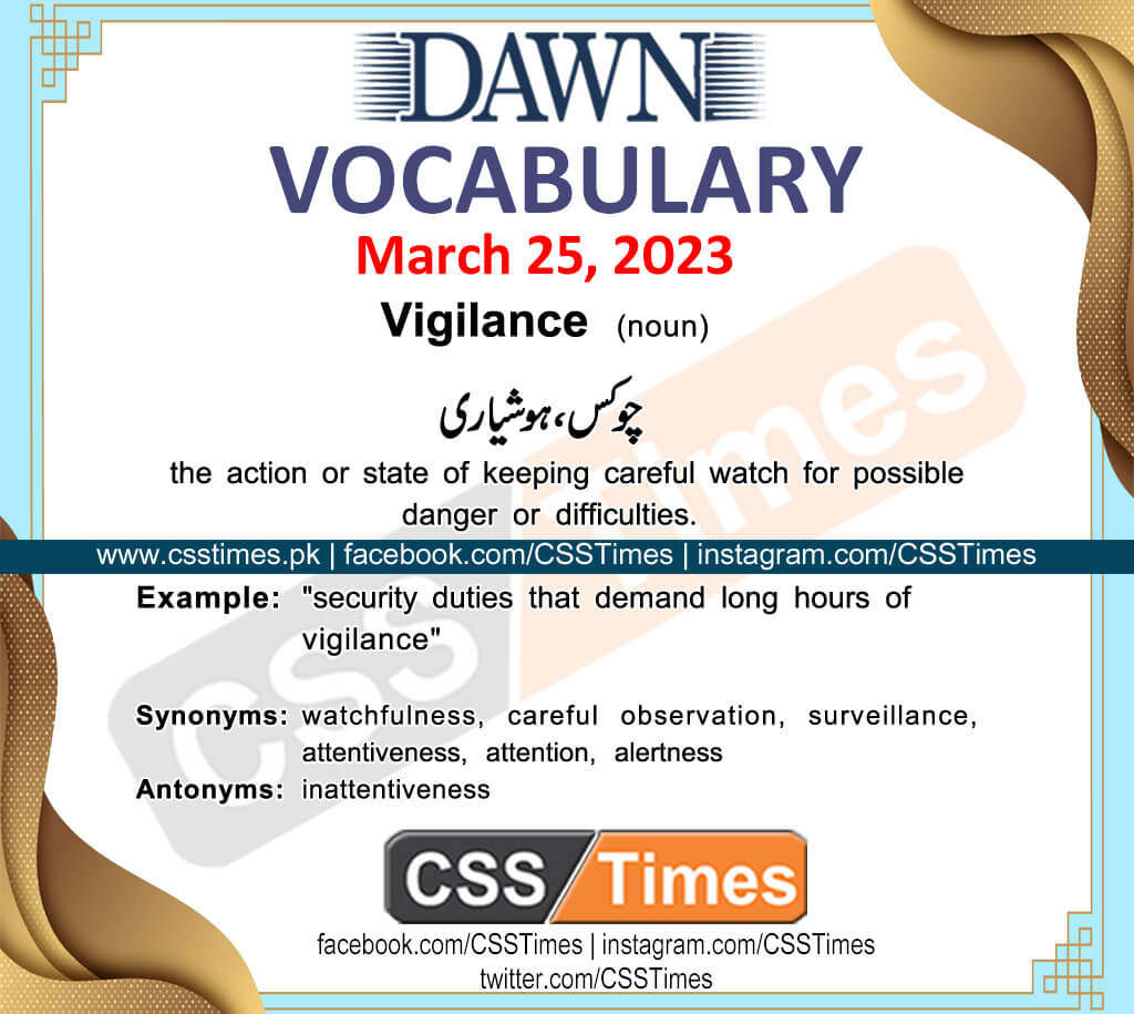 Daily DAWN News Vocabulary with Urdu Meaning (25 March 2023)